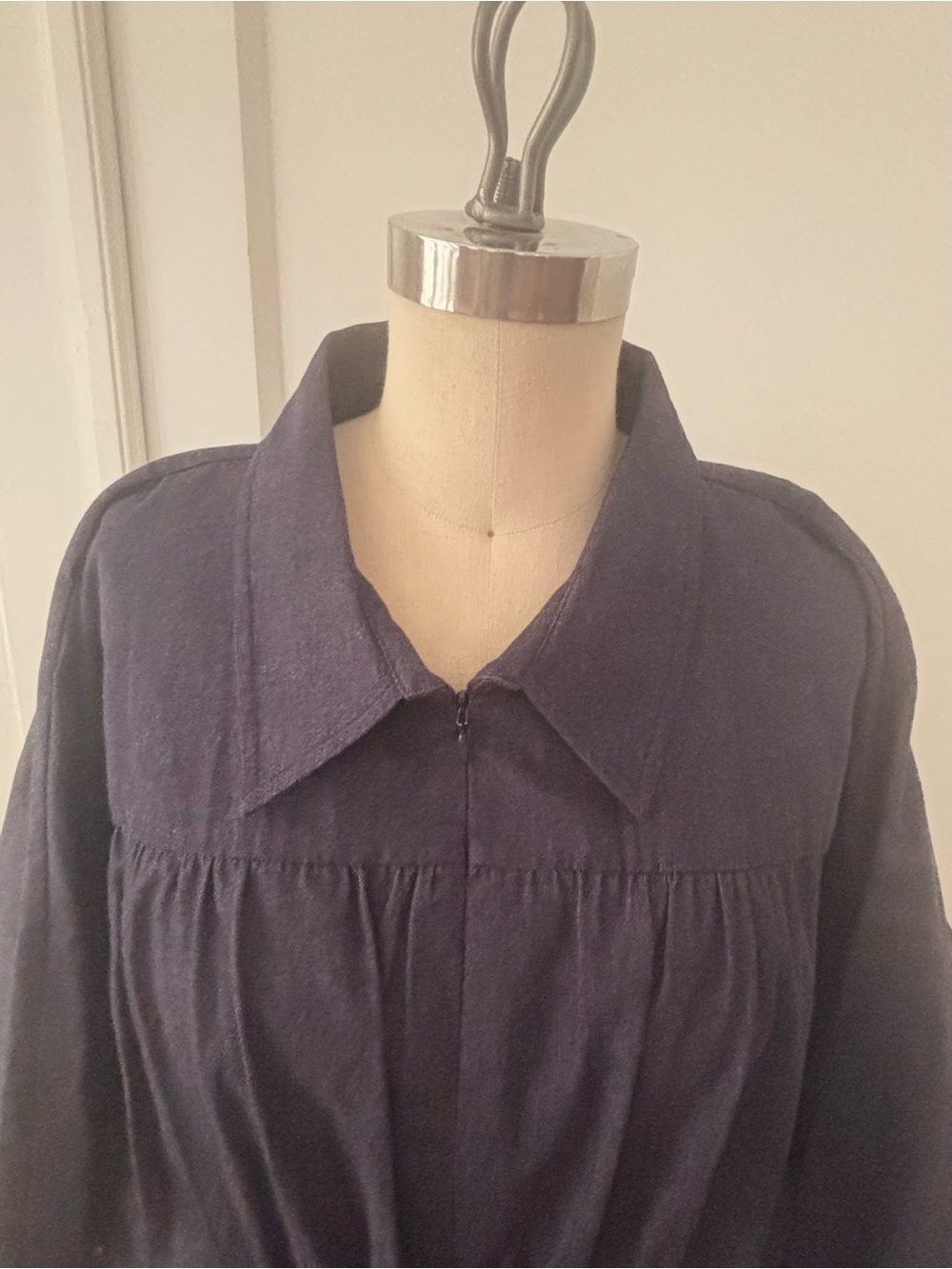 Co Collection Gathered Cotton-Chambray Midi Shirt Maxi Dress XL - Picture 3 of 11